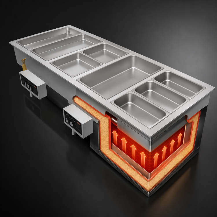 Product image #3 for Hatco HWBI-5D Drop-In Insulated Heated Well with Drains, 5 Full-Size Pan Capacity