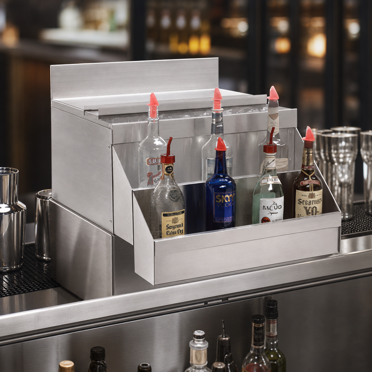Product image #3 for Advance Tabco Underbar Basics™ Single-Tier Hang-On Add-On Speed Rail, 18 Inch, Stainless Steel