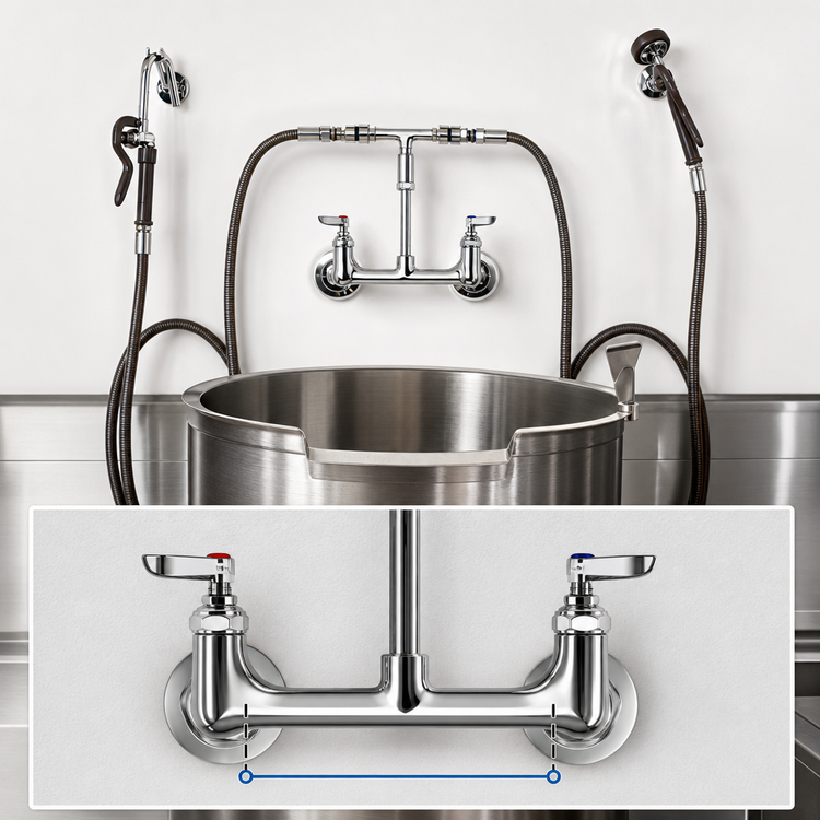 Product image #3 for EasyInstall Kettle Kaddy Wall Mount Combination Pot Filler and Spray Assembly, 8 Inch Centers