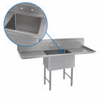 Thumbnail image #3 for BK Resources BKS-1-18-12-18TS 54-Inch One-Compartment Stainless Steel Sink with Left & Right Drainboards, 18 x 18 x 12-Inch Bowl