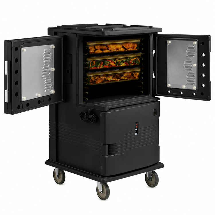 Product image #4 for Cambro Ultra Camcart H-Series Electric Heated Food Pan Carrier, Front Loading, 16 Full-Size GN 1/1 Pan Capacity, 110V, Black