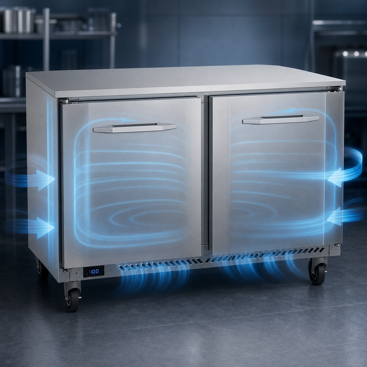 Product image #3 for Victory Refrigeration VUF48HC V-Core Two-Section Undercounter Freezer, 48 Inch, Rear-Mounted Self-Contained, 11.04 Cu. Ft.