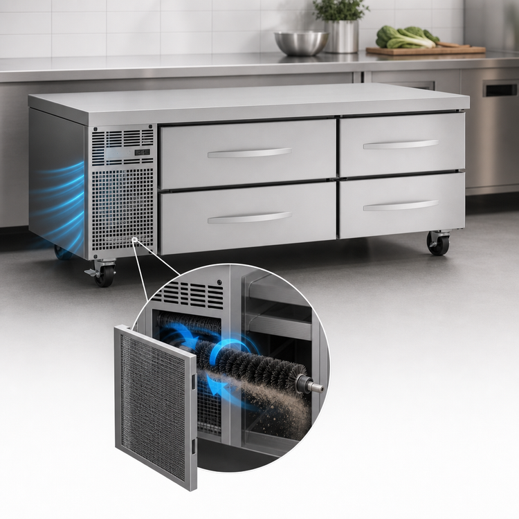 Product image #3 for Turbo Air PRO Series 72-Inch Two-Section Stainless Steel Freezer Chef Base with 4 Drawers