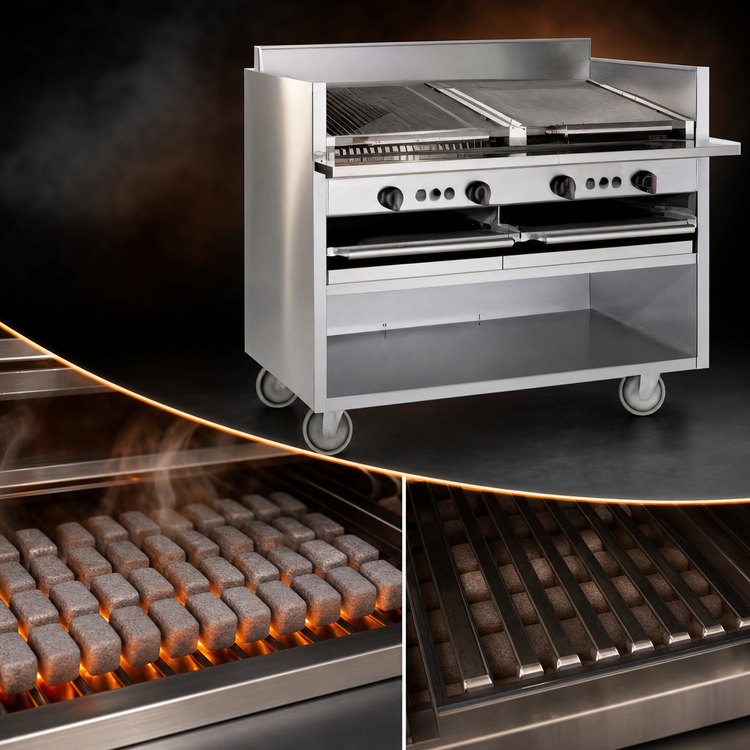 Product image #3 for Magikitch'n FM-SMB-660 60-Inch Floor Model Gas-Fired Coal Charbroiler with Ceramic Briquettes