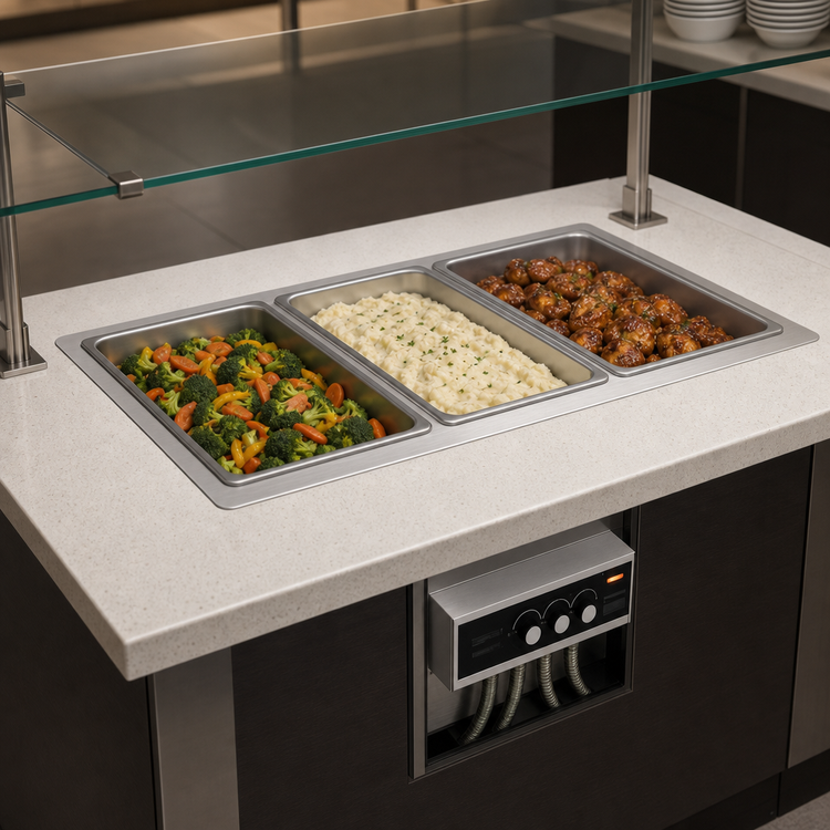 Product image #3 for Hatco HWBLI-3MA Drop-In Modular/Ganged Heated Well with Auto-Fill, 3 Full-Size Pans