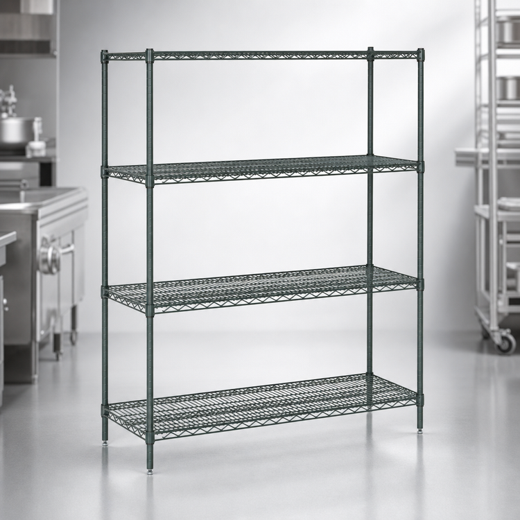 Product image #4 for Metro Super Adjustable Super Erecta Starter Wire Shelving Unit, 72"W x 24"D x 63"H, 4 Shelves, Metroseal 3 Epoxy-Coated Green