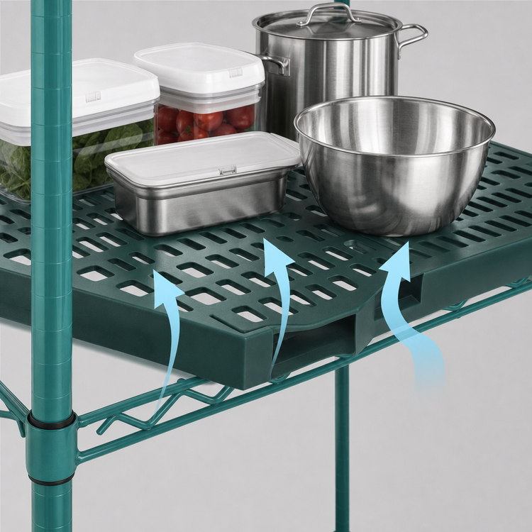 Product image #3 for QuadPlus 30" x 24" Louvered Green Polymer Shelf Mat with Quad-Adjust Wire Frame