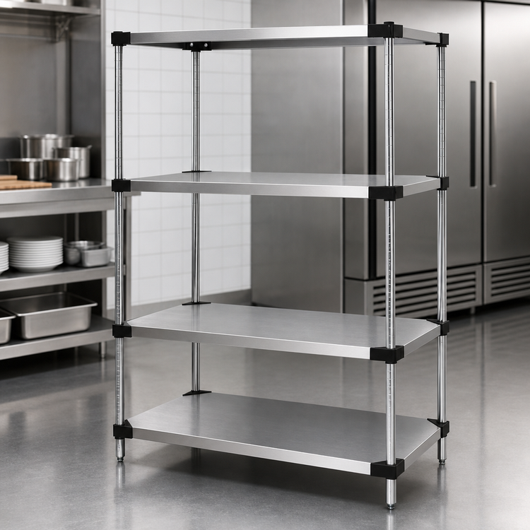 Product image #3 for Quantum Solid Stainless Steel Shelving Starter Kit with 4 Solid Shelves, 30 x 24 x 54 Inches
