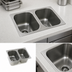 Thumbnail image #3 for Eagle Group Self-Rimming Countertop Drop-In Sink with No Deck, Two-Compartment, 16 x 20 x 8-Inch Bowls, 18-Gauge Stainless Steel
