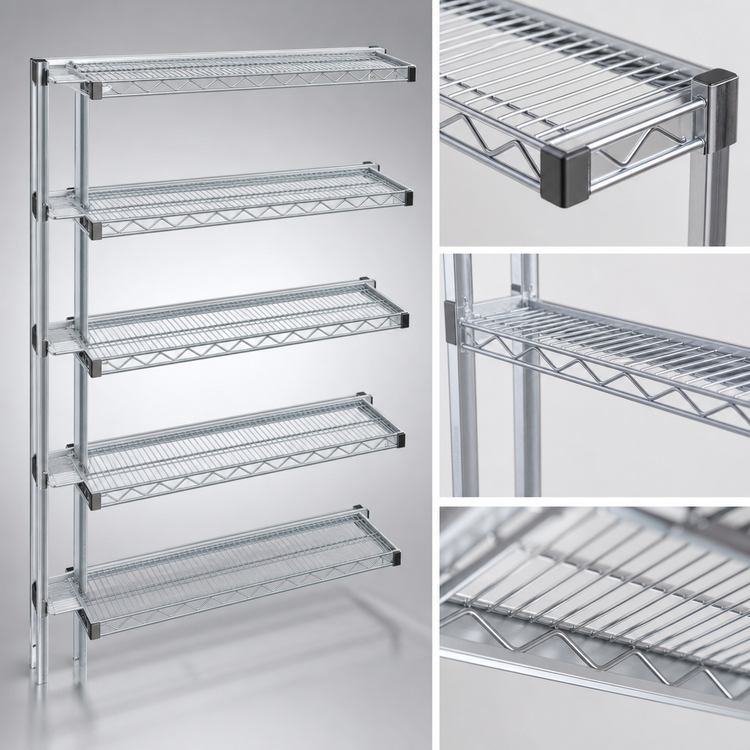 Product image #3 for Eagle Group 5-Tier Chrome-Plated Wire Shelving Add-On Unit, 36W x 21D x 86H
