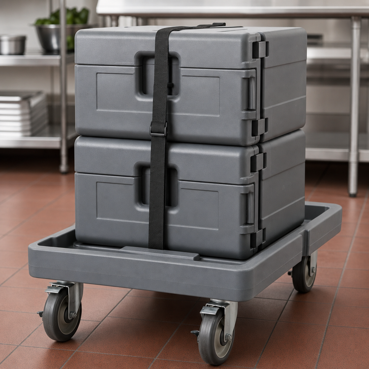 Product image #3 for Food Carrier Platform Dolly with Cargo Strap, Gray