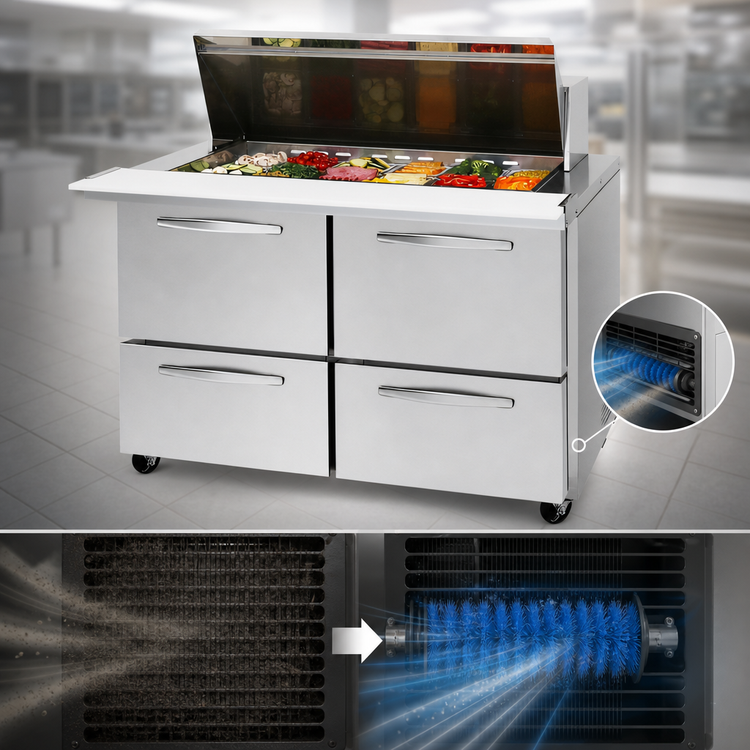 Product image #3 for Turbo Air PRO Series 48 1/4 Inch 2-Section Mega Top Sandwich/Salad Prep Table with 4 Drawers