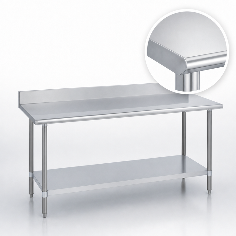 Product image #3 for Duke 84-Inch x 24-Inch Stainless Steel Work Table with 5-Inch Riser and Stainless Undershelf