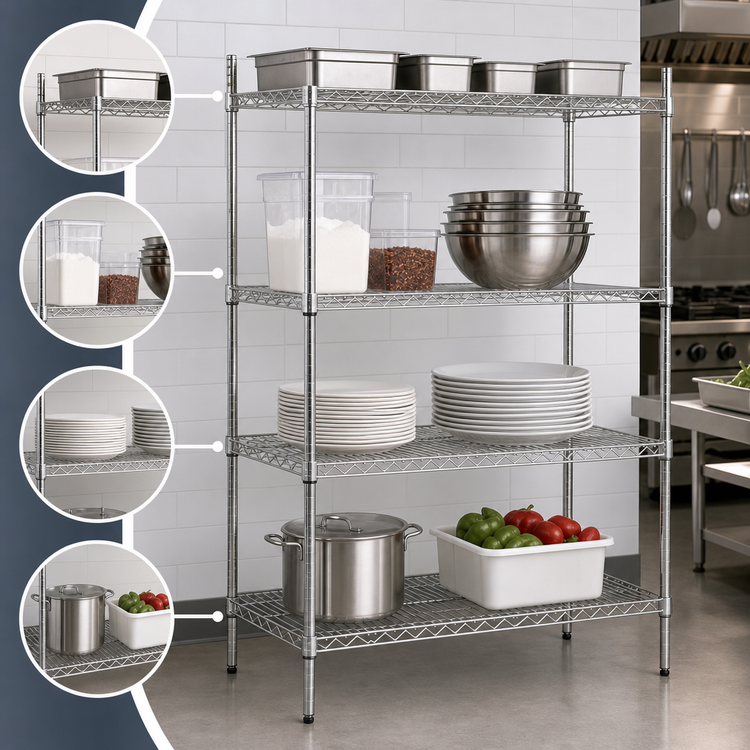 Product image #3 for Winco 18 x 36 x 72 Inch 4-Tier Stationary Chrome-Plated Wire Shelving Unit