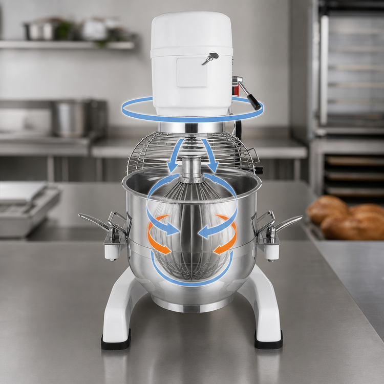 Product image #4 for Eurodib 30 Qt Floor Model Gear-Driven Planetary Mixer with #12 Hub, 220V