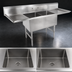 Thumbnail image #3 for John Boos B Series 2-Compartment Stainless Steel Sink with Left and Right Drainboards, 75-1/4 Inch Wide