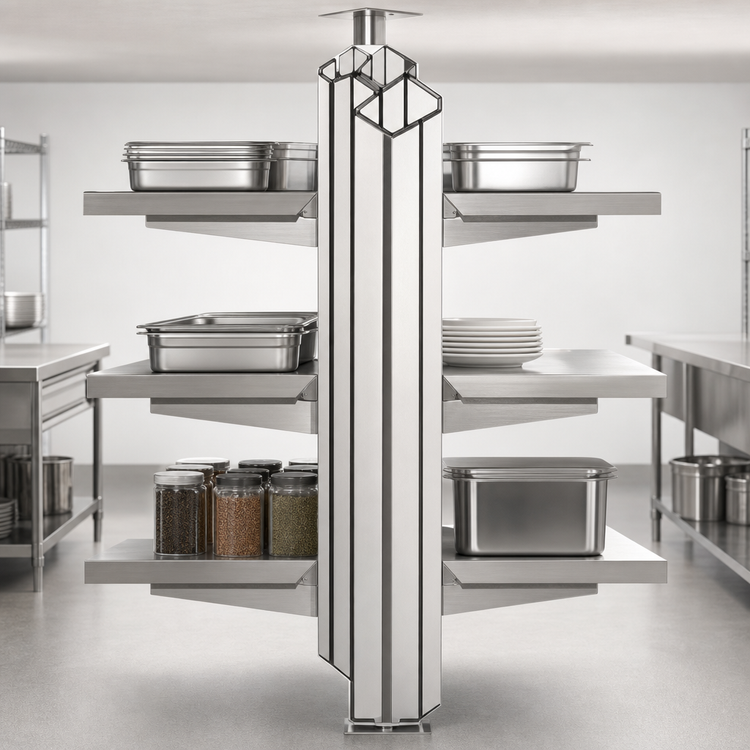 Product image #3 for Eagle Group Heavy Duty Back-to-Back Upright Assembly for Cantilevered Shelving System, 108 Inch, Floor-to-Ceiling Mount, Stainless Steel