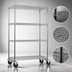 Thumbnail image #3 for Eagle Group 4-Tier Chrome Dolly Truck with 48 x 18 Wire Shelves and 5-Inch Casters