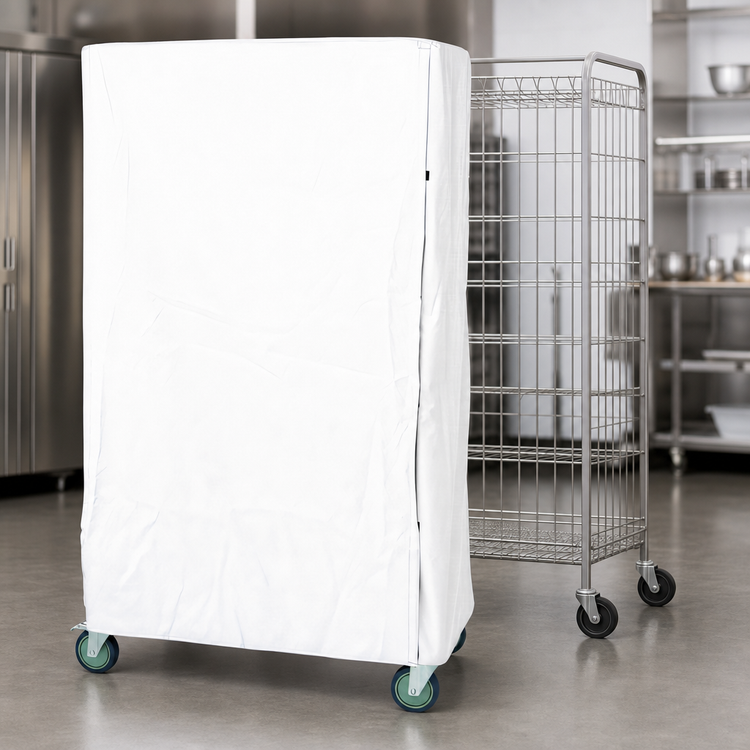 Product image #3 for Quantum 400 Denier White Nylon Wire Cart Cover with Zipper Flap, 18 x 60 x 74 Inch