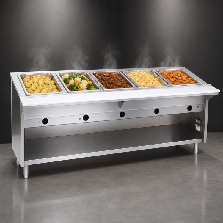 Product image #3 for Spec-Master HT5OB-240 5-Well Electric Hot Food Table with Open Base and Cutting Board