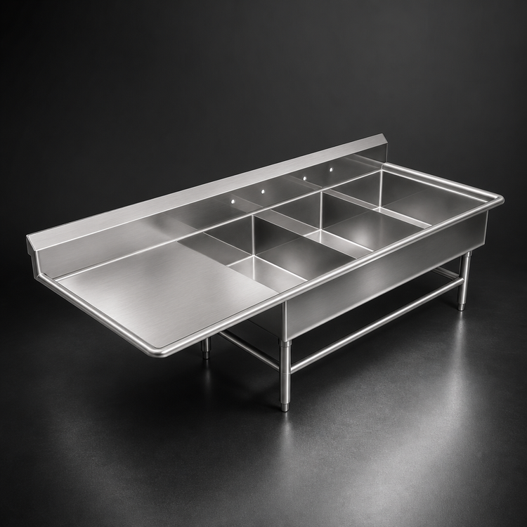Product image #3 for John Boos Pro-Bowl 3-Compartment Stainless Steel Bakery Sink with 30-Inch Left Drainboard
