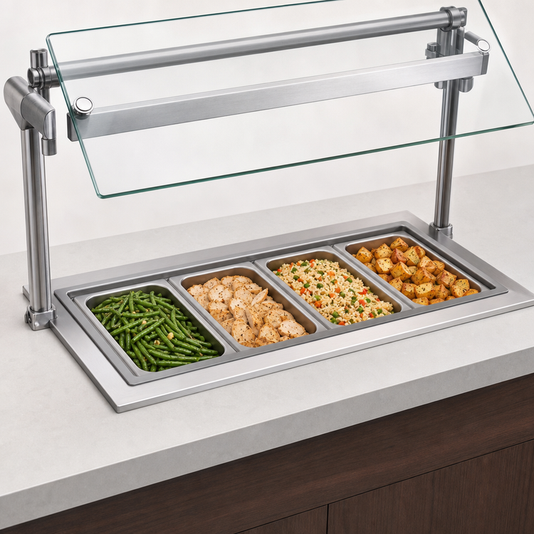 Product image #3 for Vollrath Short-Sided 4-Pan Drop-In Hot Well with Infinite Controls and Manifold Drain