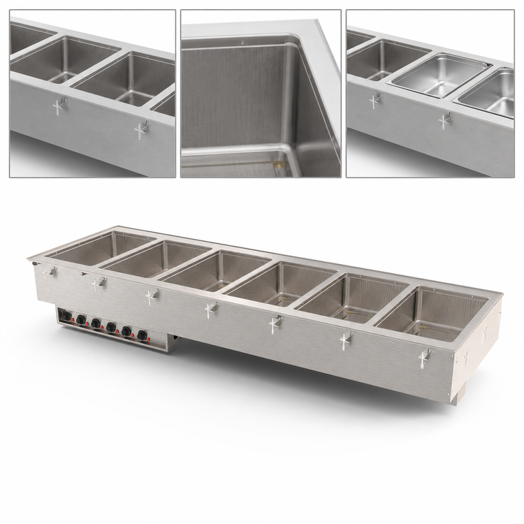 Product image #3 for Vollrath 6-Well Drop-In Electric Auto-Fill Hot Food Well Unit with Manifold Drain
