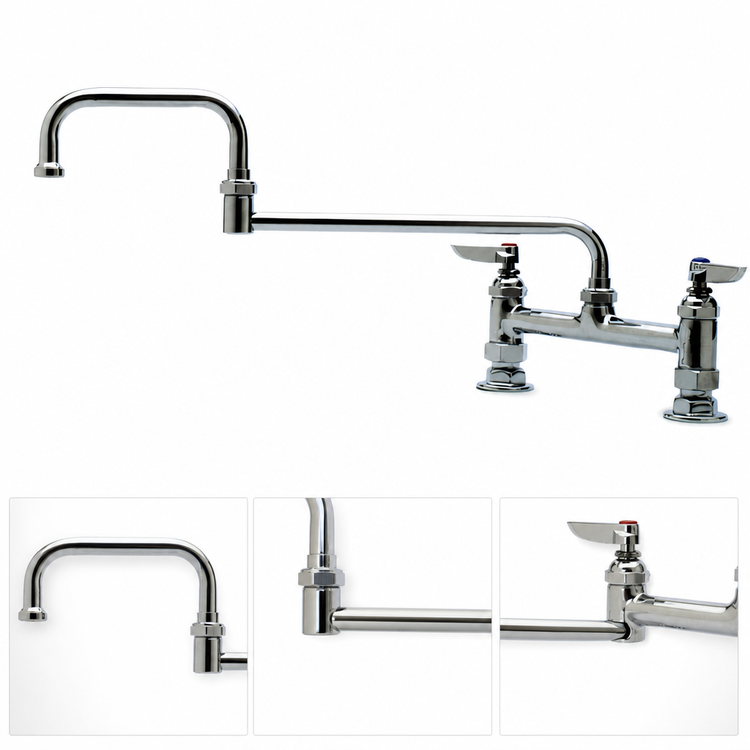 Product image #3 for T&S Brass B-0246 Deck-Mount Mixing Faucet with 15-Inch Double-Joint Swing Nozzle, 8-Inch Centers