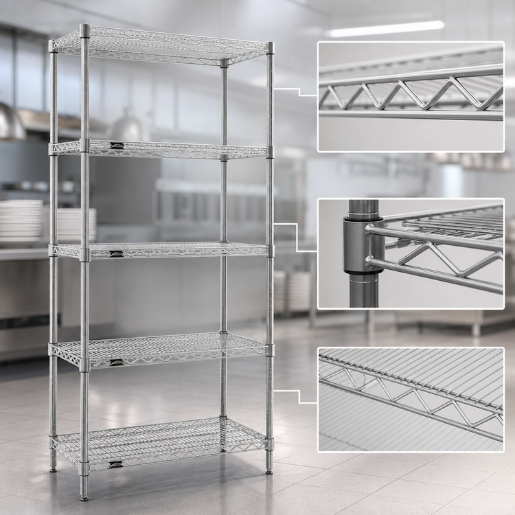 Product image #3 for EAGLEbrite 5-Tier Starter Wire Shelving Unit, 42W x 18D x 86H, Zinc Finish