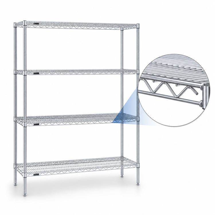 Product image #3 for Eagle Redipak 4-Tier Wire Shelving Unit, 60"W x 24"D x 74"H, Zinc Finish