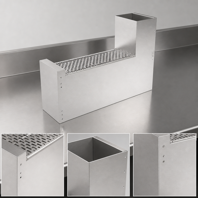 Product image #4 for Top Shelf TS Series 6-Inch Stainless Steel Underbar Filler Section with Backsplash and Drainboard Top