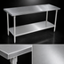Thumbnail image #3 for John Boos Stallion 120 Inch x 30 Inch 14 Gauge 300 Series Stainless Steel Flat Top Work Table with Adjustable Undershelf