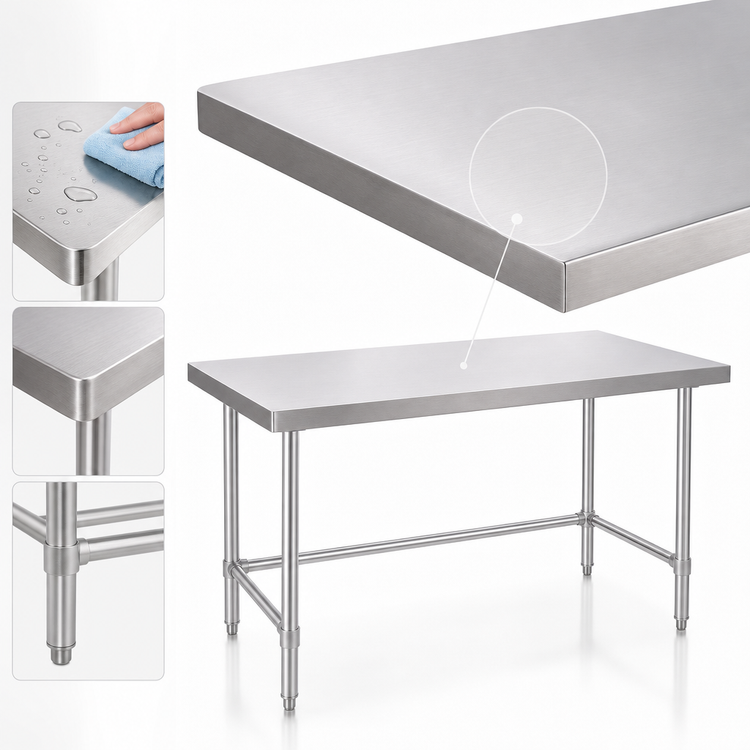 Product image #3 for Klinger's Trading 72 Inch x 18 Inch Stainless Steel Open Base Work Table