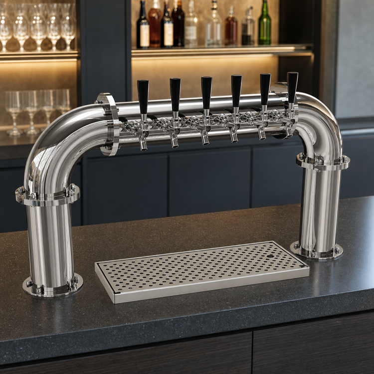Product image #3 for Glastender Countertop Glycol-Cooled Pipe Pass-Thru Draft Dispensing Tower with 6 Faucets