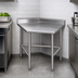 Thumbnail image #3 for Advance Tabco 30 Inch x 30 Inch Corner Stainless Steel Work Table with 5 Inch Backsplash