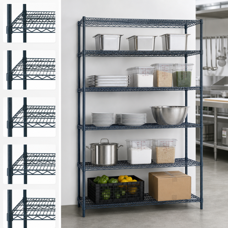 Product image #3 for Mixrite Commercial 24 x 24 Inch 5-Shelf Epoxy Wire Shelving Unit with 86 Inch Posts