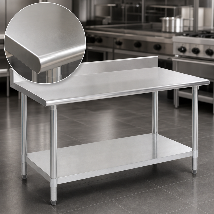 Product image #3 for Deluxe Series Stainless Steel Work Table with 4-1/2-Inch Backsplash and Adjustable Undershelf, 72 x 24 Inches