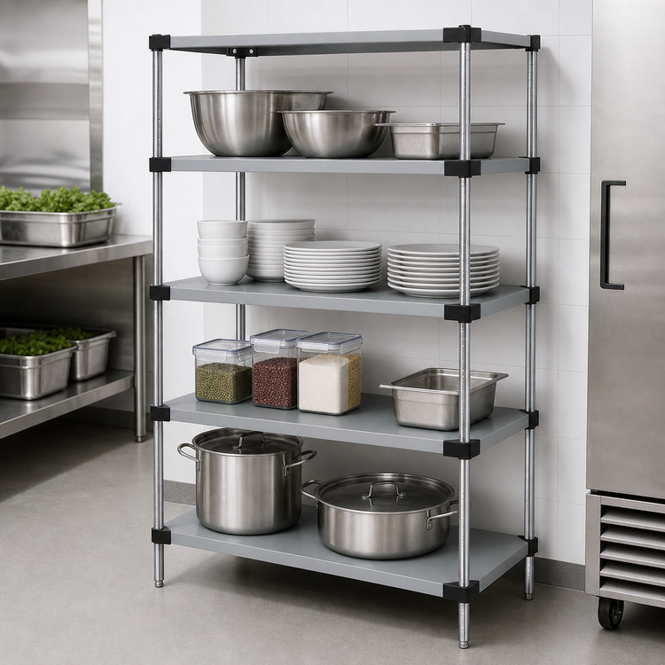 Product image #3 for Quantum 4-Shelf Solid Stainless Steel Shelving Starter Kit, 36"W x 18"D x 63"H