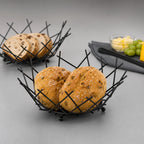 Thumbnail image #3 for American Metalcraft FRUB12 Round Black Metal Thatch Serving Basket, 8-Inch Diameter Case of 24