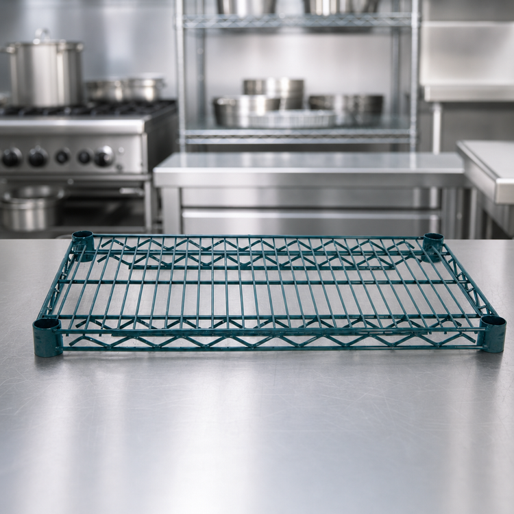 Product image #4 for Advance Tabco Special Value Series Heavy-Duty Green Epoxy Coated Wire Shelf, 36 x 14 Inches