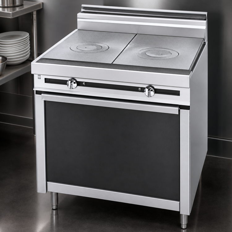 Product image #3 for Titan JTRH-2FHT 36" Heavy Duty Gas Range with (2) French Hot Tops and Cabinet Base