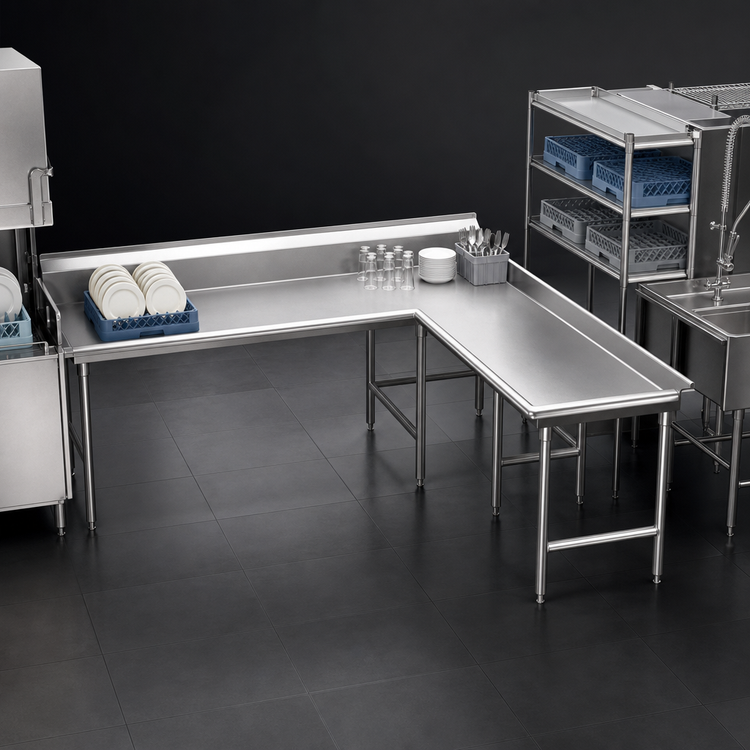 Product image #3 for Right-Hand Clean Island Dishtable, 120-Inch Machine-to-Corner x 60-Inch Corner-to-End