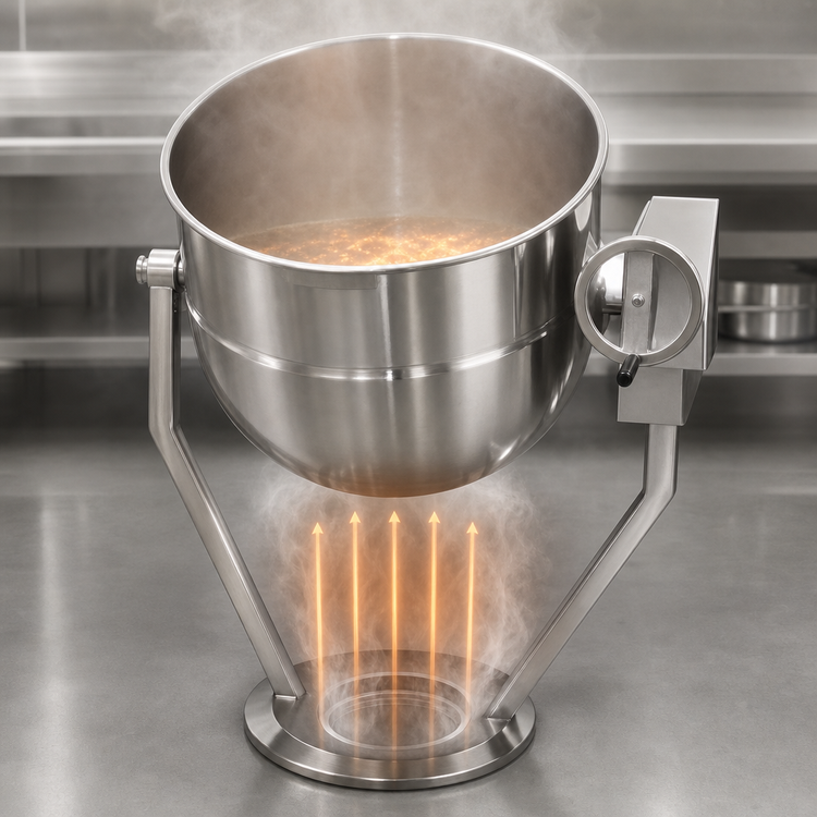 Product image #3 for Legion TWP-50 50-Gallon Direct Steam Tilting Kettle with Pedestal Base