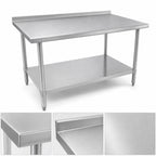 Thumbnail image #3 for John Boos Stallion ST6R1.5-24120GSK 120 x 24-Inch 16-Gauge 300 Series Stainless Steel Work Table with Rear Up-Turn and Galvanized Undershelf