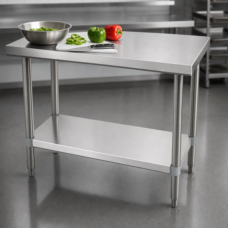 Product image #3 for BK Resources 30-Inch x 18-Inch Stainless Steel Work Table with Adjustable Undershelf