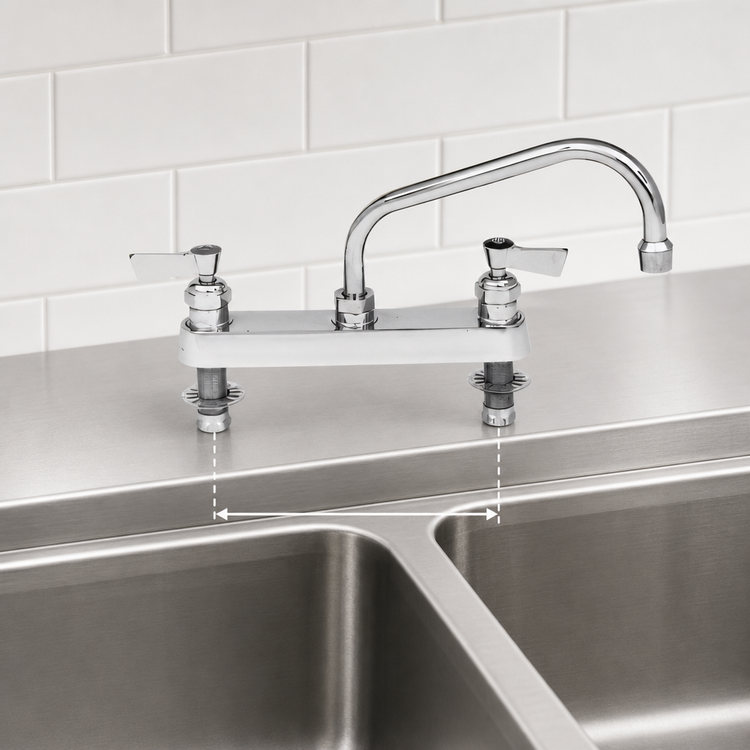 Product image #3 for Fisher 8-Inch Centers Deck Mount Brass Manual Faucet with 8-Inch Swing Spout and Lever Handles