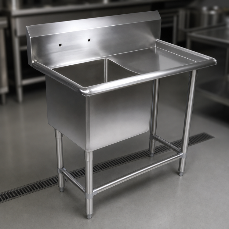 Product image #3 for John Boos Pro-Bowl 1-Compartment Stainless Steel Sink with Right Drainboard and 10-Inch Backsplash