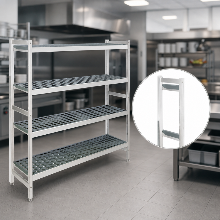 Product image #3 for Fermostock 4-Tier Stationary Starter Shelving Unit with Removable Polymer Inserts, 71" H x 26" W x 18" D