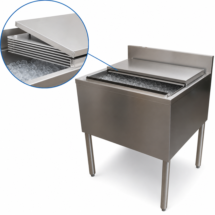 Product image #4 for BK Resources 24 x 21-1/4 Inch Underbar Ice Bin with 7-Circuit Cold Plate, 80 lb Capacity, Stainless Steel
