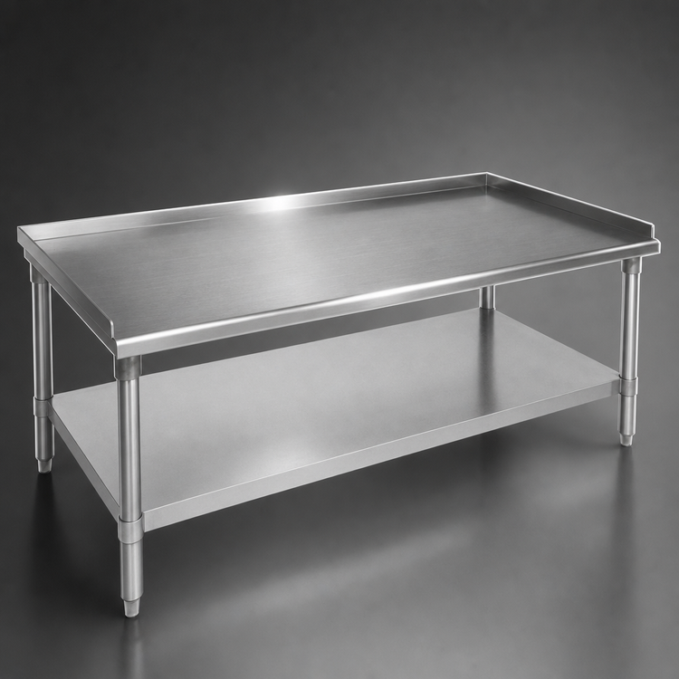 Product image #3 for John Boos 36-Inch x 24-Inch Stainless Steel Equipment Stand with Upturned Back and Sides and Adjustable Undershelf
